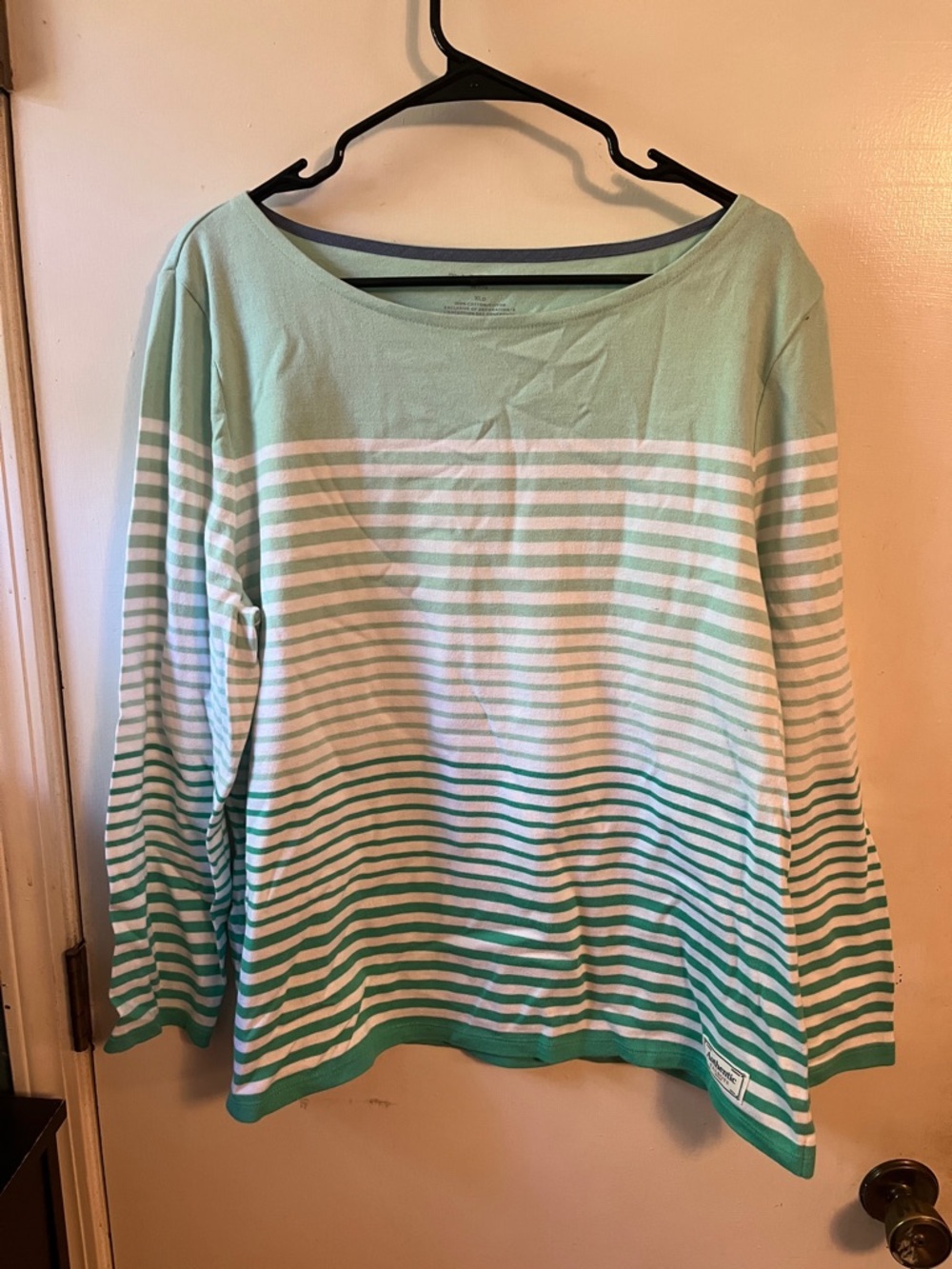 LIKE NEW Talbot’s Petite XL Women's Mint and White Striped Long-Sleeve Sweater✨